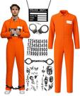 Traje de prisioneiro: macacão laranja Luzces com algemas, médio