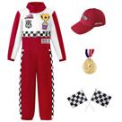 Traje Kosgraiy Race Car Driver para crianças, vermelho, tamanho XS/110