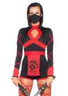 Traje Leg Avenue Dragon Ninja para mulheres preto/vermelho tamanho L