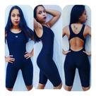 Traje macaquinho feminino preto ou marinho para natação ou hidroginástica