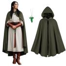 Traje medieval: capa renascentista feminina QPAXUCR, verde