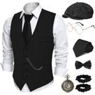 Traje PARTTELY da década de 1920 para homens com colete, óculos, boné e muito mais
