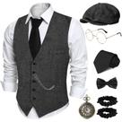 Traje PARTTELY da década de 1920 para homens com colete, óculos, boné e muito mais