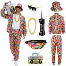 Traje PWQMGY Roupa retrô dos anos 80 e 90 para homens com acessórios
