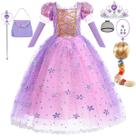 Traje social Luzlen Rapunzel e acessórios para meninas 7-8Y