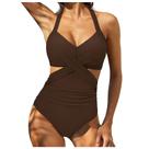 Trajes de banho femininos com recorte cruzado frontal de uma peça para controle de barriga Tankini Monokini Beachwear