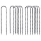 Trampolim galvanizado com gancho em U Rebar Stakes QNLONG de 30 cm, pacote com 10
