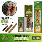 Trança de Couro Pele Bovina Sem Pelos para Cachorro Cães Natuka Mordedor Natural P M G Natuka