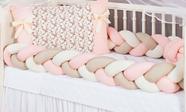Trança Protetor Lateral para Berço Avulsa Rose com bege Menina Grande 1,45m