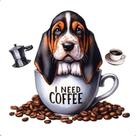 Transfer Textil Quadrado - Café Cachorro