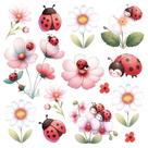 Transfer Textil Quadrado - Flores Joaninha