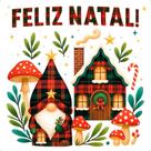 Transfer Textil Quadrado Natal - Gnomo e Casa - TTQ4N-010