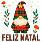 Transfer Textil Quadrado Natal - Gnomo Xadrez - TTQ4N-011