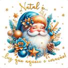 Transfer Textil Quadrado Natal - Papai Noel Azul - TTQ4N-009