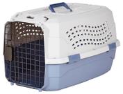 Transportador de viagem para animais de estimação Amazon Basics 2 portas Top-Load cinza e azul