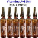 Tratamento Capilar Vitamina A+E Arovitel 5ml Kit C/6 Ampolas Tratamento Capilar Vitamina A+E Arovitel 5ml Kit C/6 Ampolas