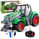 Trator Controle Remoto Agrícola Bateria Recarregável Faróis