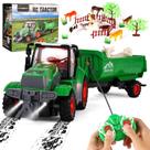 Trator de controle remoto FIIOEOY com reboque/animais de fazenda