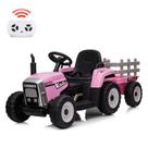Trator elétrico Nasitip 12V Kids com reboque 3-6 anos rosa