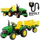 Trator Infantil Elétrico Criança Carrinho Com Carretinha John Deere PEG-PÉREGO BIVOLT Ground Force 12v - 3 Anos até 40 Kg