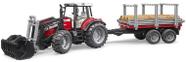 Trator Massey Ferguson + reboque de madeira Bruder 1/16