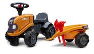 Trator Ride-On Toy Falk Case CE com reboque, ancinho e pá