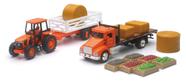 Trator Toy Farm Playset NewRay Kubota M5 com reboque