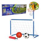 Trave 2 em 1 Golzinho Cesta Basquete Com Bomba Ar e 2 Bolas
