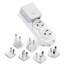 Travel Power Strip Ceptics PS-2U com conjunto de plugues adaptadores com USB