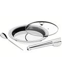 Travessa 39cm Ciclo Aço Inox Tramontina Com Tampa De Vidro E Talheres