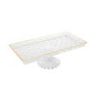 Travessa Com Pé Em Vidro Diamond 34x18cm Lyor