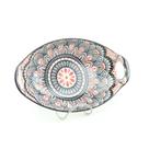 Travessa de Cerâmica Estampada Mandala Rosa e Preta - PraCaza