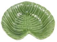 Travessa De Cerâmica Folha Verde Brilhante Bem Acabada 23Cm Travessa De Cerâmica Folha Verde Brilhante Bem Acabada 23Cm