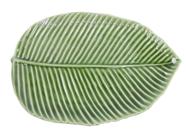 Travessa De Cerâmica Folha Verde Brilhante Bem Acabada 25Cm