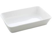Travessa de Porcelana Branca Linea Lyor 20,5x15,5cm Refratária Rasa Prato Cozinha
