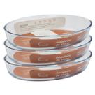 Travessa Grande de Vidro 3L Oval Forno Assados Mesa Posta 3uni