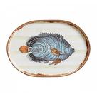 Travessa Oval Grande Cerâmica Fish Stripes Digital 36x3cm