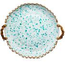 Travessa Redonda Ceramica c/Alça Junco Vip Turquesa 41x7cm