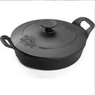 Travessa Redonda Com Alça E Tampa De Ferro 18cm Assadeira Cor Preto Panela Mineira
