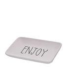 Travessa Ret Happy Enjoy 19.5X11.5Cm Cerâmica Travessa Ret Happy Enjoy 19.5X11.5Cm Cerâmica