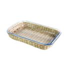 Travessa retangular em vidro e revestimento em rattan Dynasty Vimini 34,5cm