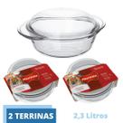 Travessa Vidro Terrina 2,3L Base 1,5L Tampa 0,8L Nadir - 2Un