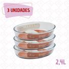 Travessas 2,4L Vidro Medio Oval S/ Tampa AirFryer Lasanha 3UN