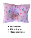 Travesseiro Anatômico Bebê para Berço e Carrinho Céu 27x22cm Rosa Bebê