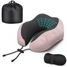 Travesseiro de pescoço para viagem Phent zari em espuma viscoelástica ajustável, rosa