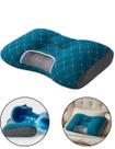 Travesseiro Ortopédico Azul Ergonômico Anatômico Alivio Pescoço Cervical