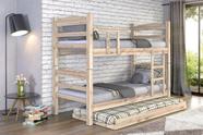 Treliche Beliche Reta com Cama Auxiliar Madeira Maciça Sem Pintura Treliche Beliche Reta com Cama Auxiliar Madeira Maciça Sem Pintura