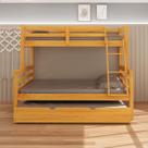 Treliche Casal com cama auxiliar de casal Cor Mel Madeira com MDF e Grade de Proteção Treliche Casal com cama auxiliar de casal Cor Mel Madeira com MDF e Grade de Proteção