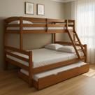 Treliche Casal De Madeira Com Cama Auxiliar De Solteiro castanho carvalho