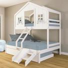Treliche Casal/ Solteiro Casinha dos Sonhos com Escada/ Escorregador Madeira Maciça Branco Housin Treliche Casal/ Solteiro Casinha dos Sonhos com Escada/ Escorregador Madeira Maciça Branco Housin